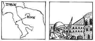 Carte d'Italie et monument Romain