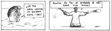 je me sens comme un poisson dans l'eau! Boules de feu et pistolet � eau sont mes armes!